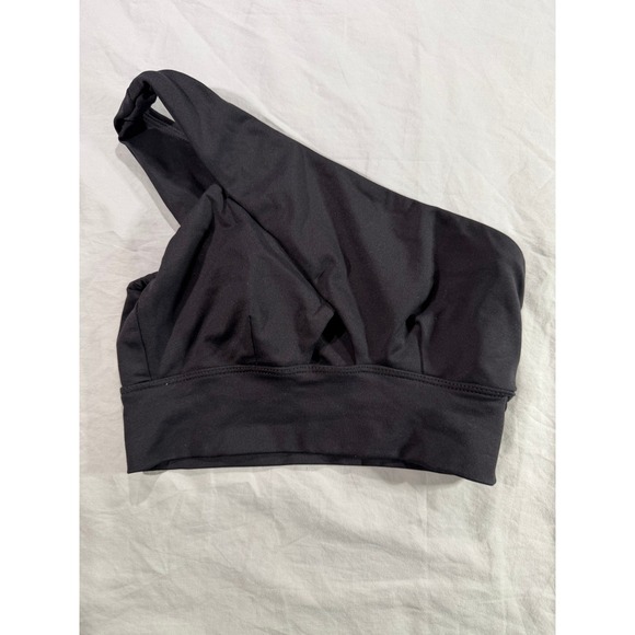 Other - Womens Black One Shoulder Sports Bra Asymmetric Activewear Yoga Top Size Large